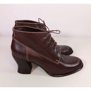 Vtg Dark Academia Witchy Goth Leather Heeled Ankle Boots Size 40